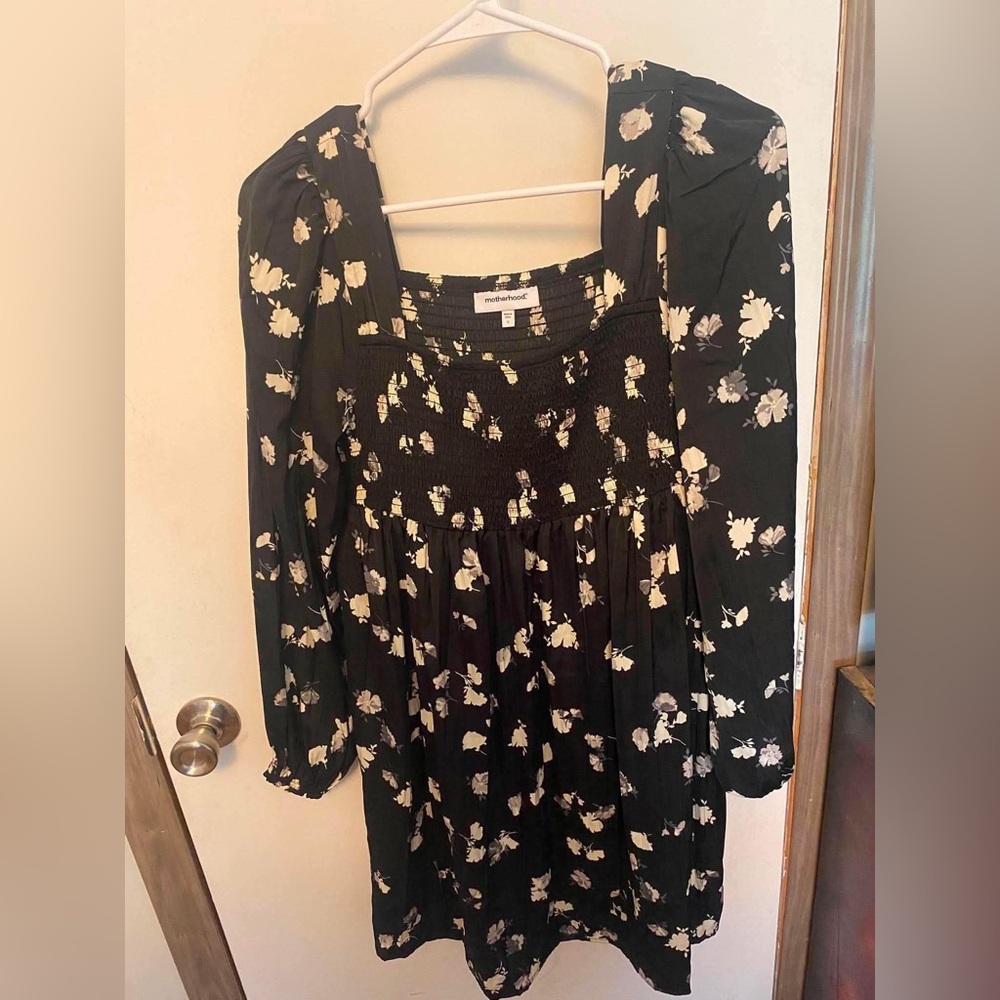 Motherhood Black Floral Maternity Dress